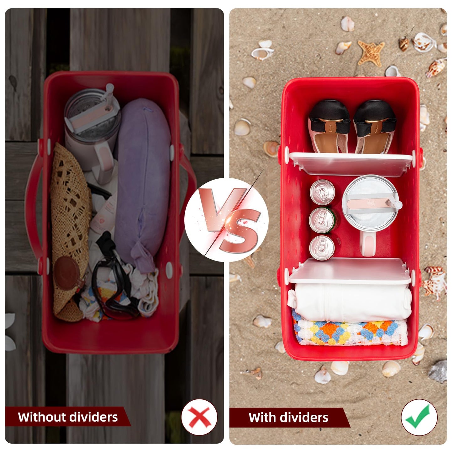 FIHCH Divider Tray for Bogg Bag Original Accessories for Bogg Bags X Large Beach Bag Accessories Suitable for Bogg Bag and Divide Space White,2PCS