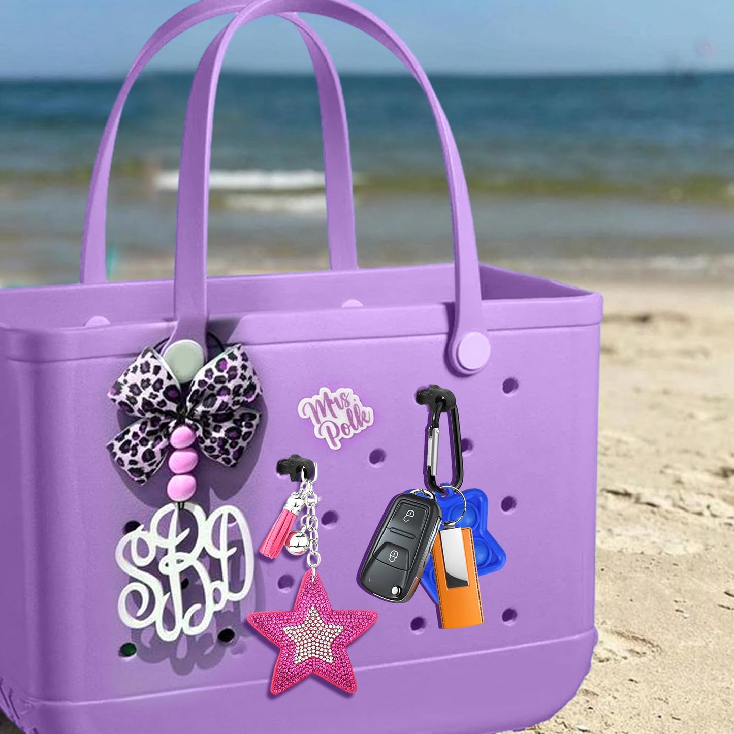 Mity rain Key Holder for For Bogg Bag, Accessories for Bogg Bags Original X Large, Insert Charm Carabiner Keychain Compatible with Bogg Bag Beach Tote Bag for Finding Your Keys In Your Bag Quickly